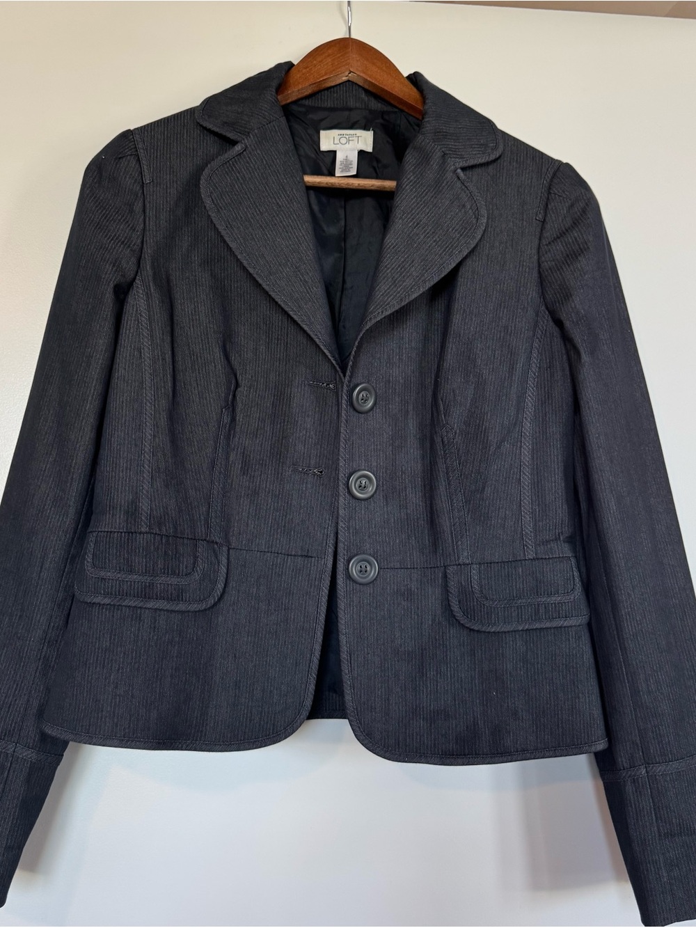 Anne Taylor LOFT Women's Dark Gray Tailored denim Blazer size 4